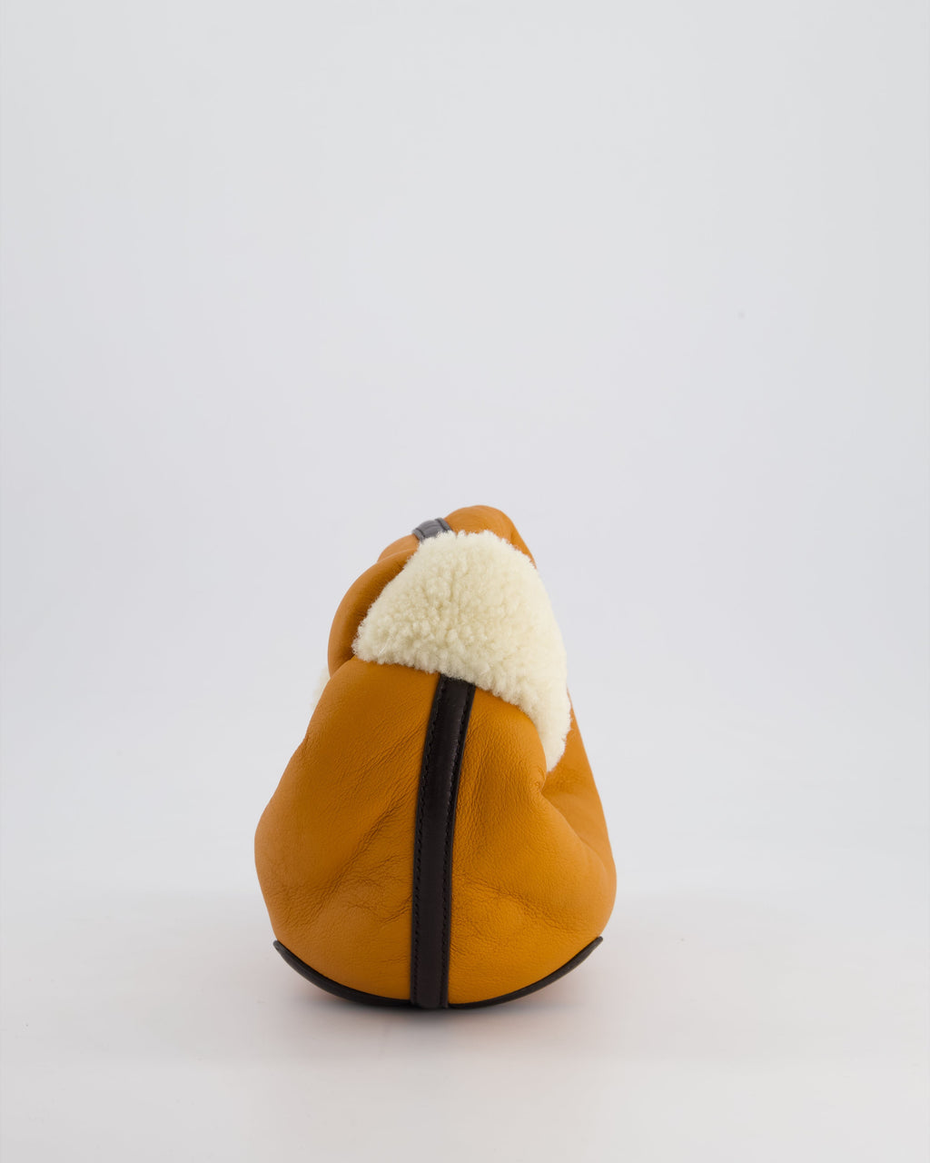 Bottega Veneta Orange & Brown Mini Jodie Bag with Shearling Aviator Detail RRP £2,240