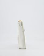 Hermès Mini Evelyne Bag in White Clemence Leather with Gold Hardware and White Canvas Strap