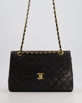 Chanel Black Double Flap Bag in Lambskin Leather with Mixed Hardware