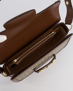 Gucci Horsebit 1955 Medium Shoulder Bag in Beige/Dark Brown GG Supreme Monogram Canvas & Brown Leather Trim with Gold Hardware RRP £2,400
