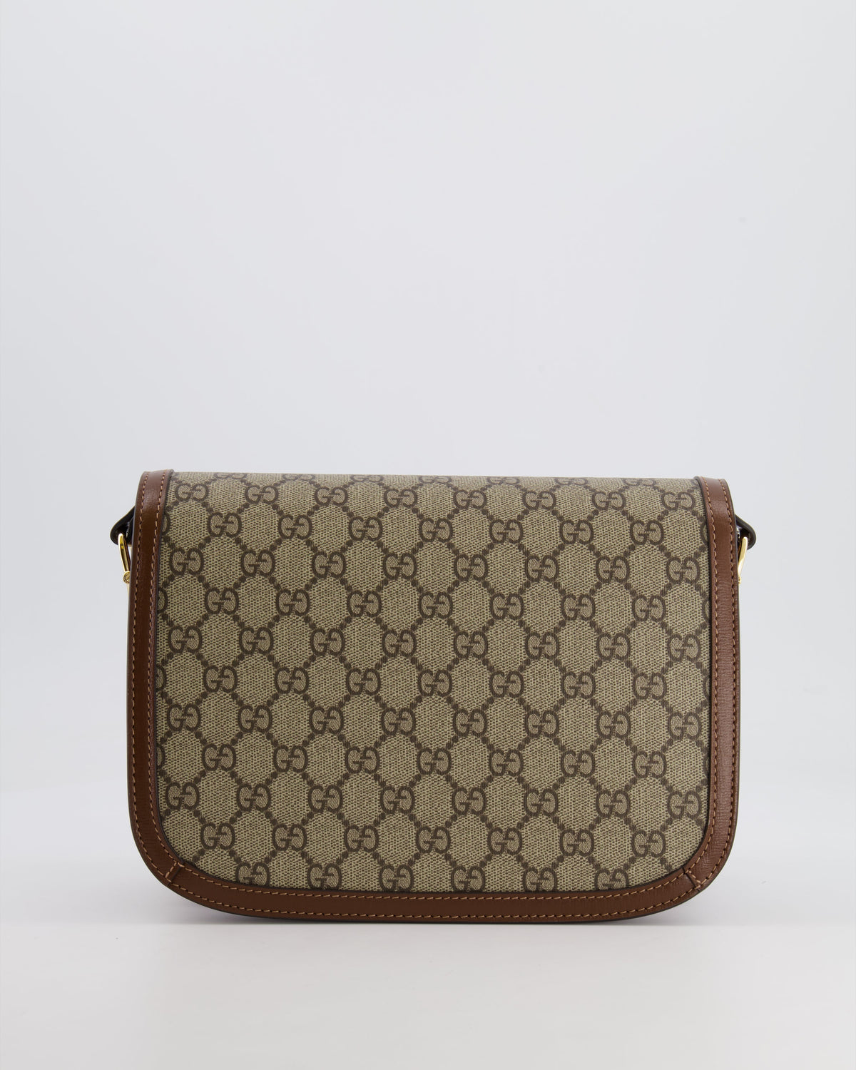 Gucci Horsebit 1955 Medium Shoulder Bag in Beige/Dark Brown GG Supreme Monogram Canvas &amp; Brown Leather Trim with Gold Hardware RRP £2,400
