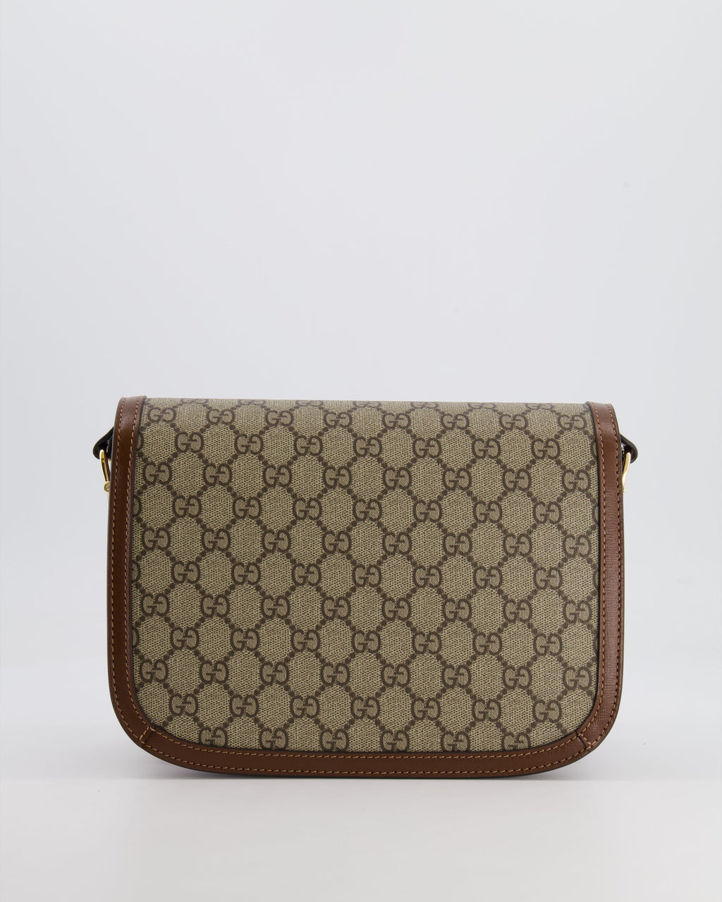 Gucci Horsebit 1955 Medium Shoulder Bag in Beige/Dark Brown GG Supreme Monogram Canvas & Brown Leather Trim with Gold Hardware RRP £2,400