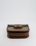 Gucci Horsebit 1955 Medium Shoulder Bag in Beige/Dark Brown GG Supreme Monogram Canvas & Brown Leather Trim with Gold Hardware RRP £2,400