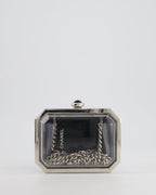 *Limited Edition* Chanel Silver, Black Minaudiere Plexiglass Clutch Bag