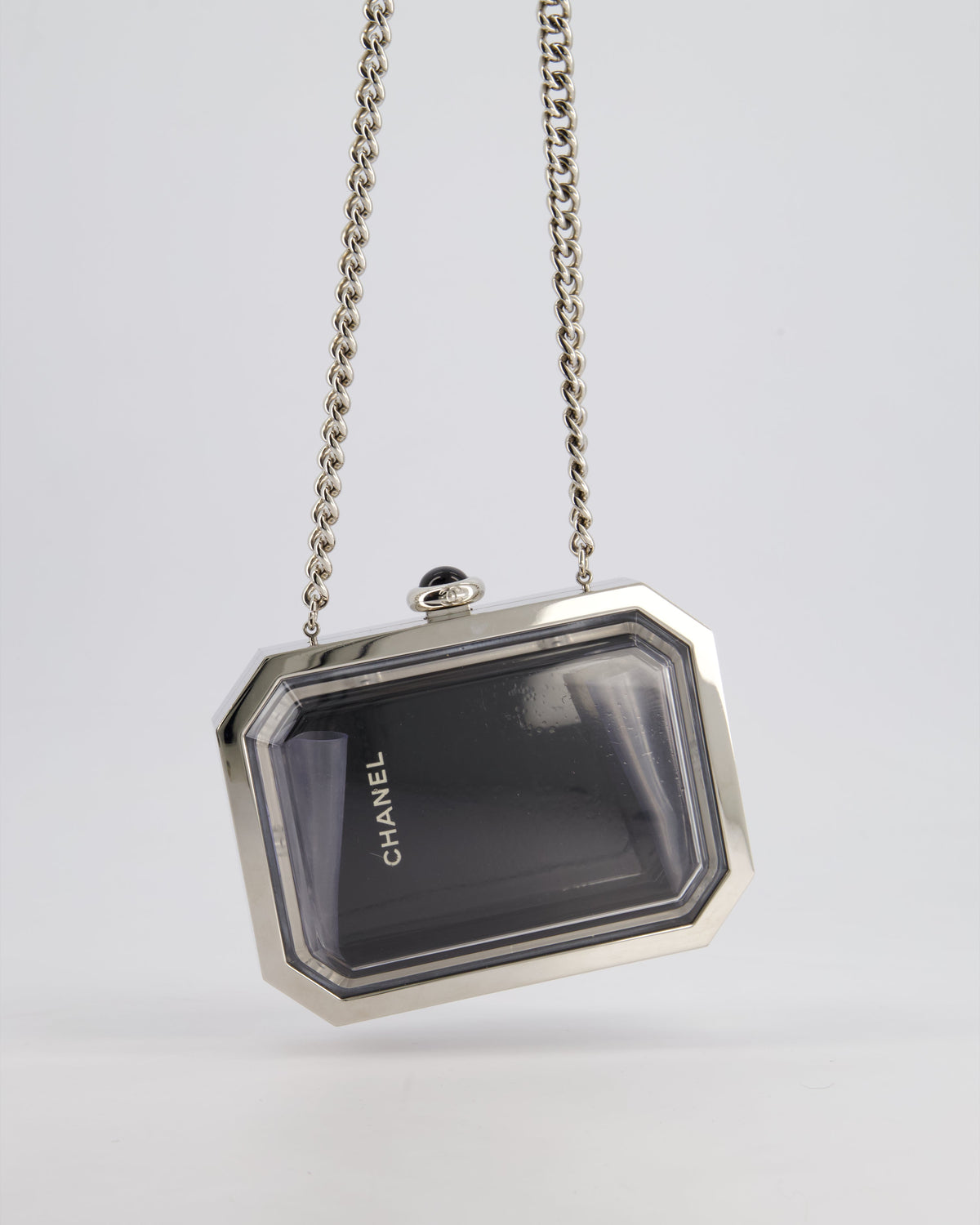 *Limited Edition* Chanel Silver, Black Minaudiere Plexiglass Clutch Bag