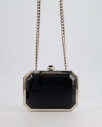 *Limited Edition* Chanel Silver, Black Minaudiere Plexiglass Clutch Bag