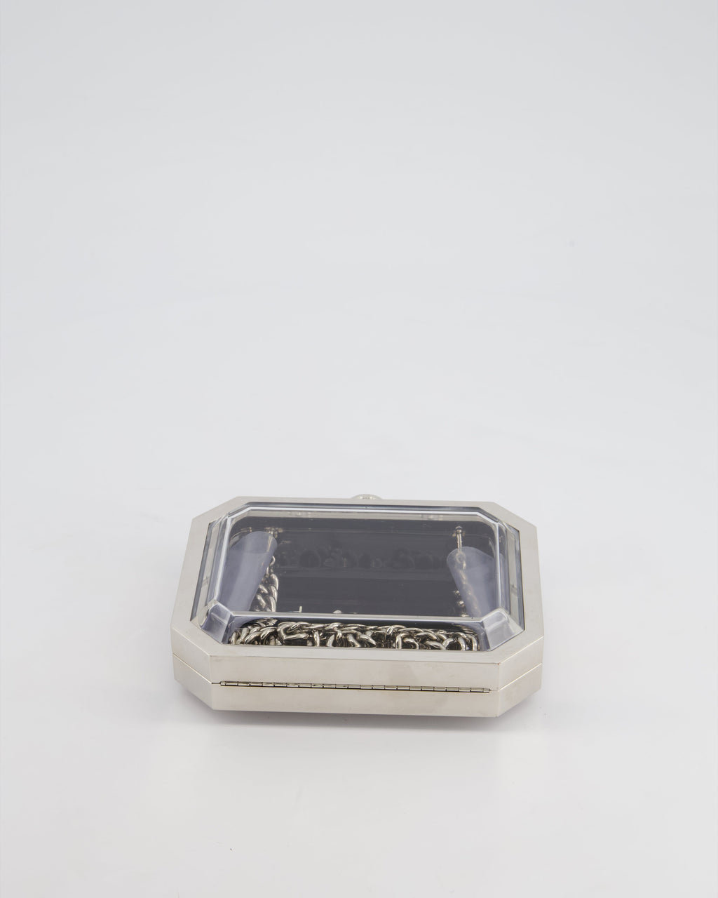 *Limited Edition* Chanel Silver, Black Minaudiere Plexiglass Clutch Bag