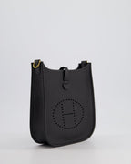 Hermès Mini Evelyne 16 Bag in Noir Clemence Leather with Gold Hardware