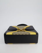 Gucci Black & Gold Osiride Large Flap Bag in Monogram & Leather with Brushed Gold Hardware