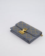Christian Dior Grey/Blue Dioraddict Studded Flap Bag with Gold Hardware