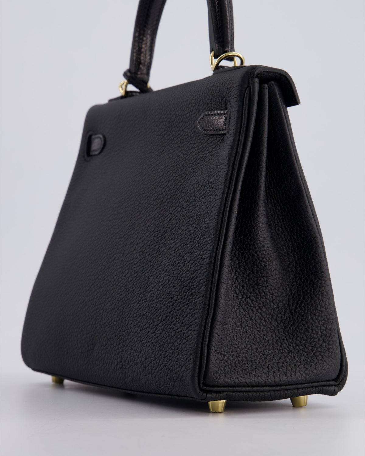 *RARE* Hermès Kelly Touch Retourne 25cm Bag in Noir Togo leather and Lizard with Permabrass Hardware