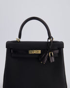 *RARE* Hermès Kelly Touch Retourne 25cm Bag in Noir Togo leather and Lizard with Permabrass Hardware