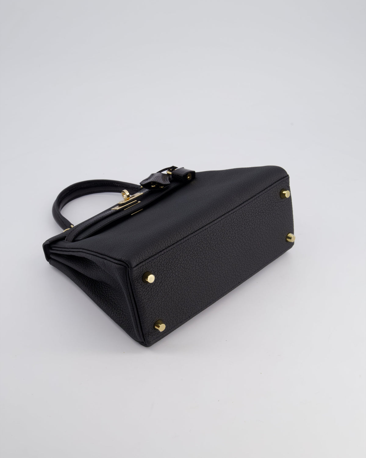 *RARE* Hermès Kelly Touch Retourne 25cm Bag in Noir Togo leather and Lizard with Permabrass Hardware