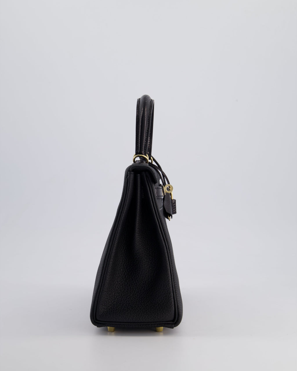 *RARE* Hermès Kelly Touch Retourne 25cm Bag in Noir Togo leather and Lizard with Permabrass Hardware