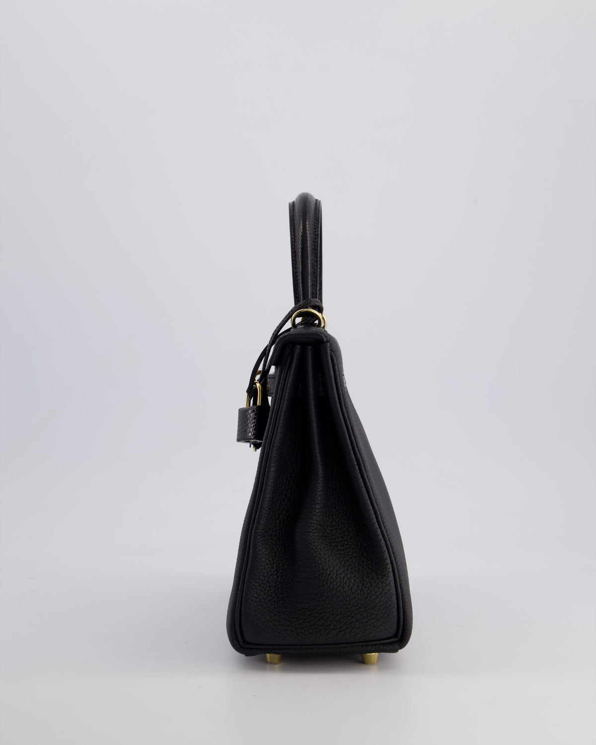 *RARE* Hermès Kelly Touch Retourne 25cm Bag in Noir Togo leather and Lizard with Permabrass Hardware