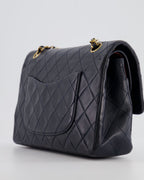 Chanel Vintage Navy Medium Classic Double Flap Bag in Lambskin Leather with 24K Gold Hardware
