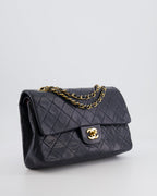 Chanel Vintage Navy Medium Classic Double Flap Bag in Lambskin Leather with 24K Gold Hardware