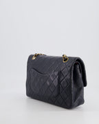 Chanel Vintage Navy Medium Classic Double Flap Bag in Lambskin Leather with 24K Gold Hardware