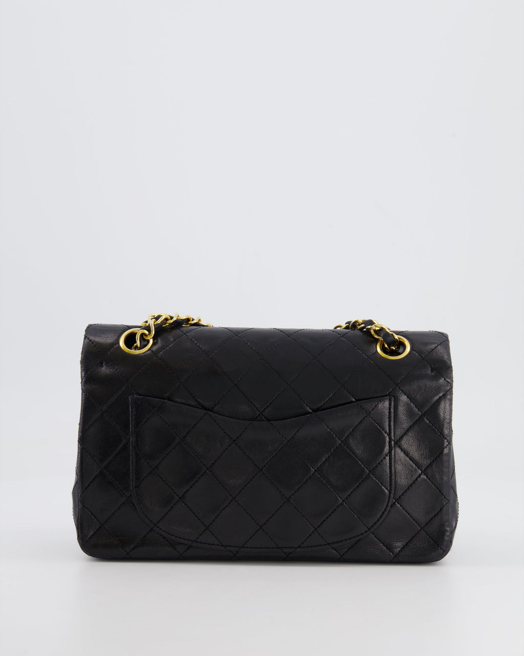 Chanel Vintage Black Small Classic Double Flap Bag in Lambskin Leather with 24k Gold Hardware