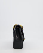 Chanel Vintage Black Classic Medium Stitched Edge Double Flap Bag in Lambskin Leather with 24K Gold Hardware