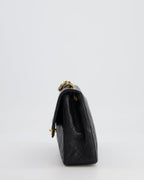 Chanel Vintage Black Small Square Single Flap Bag in Lambskin Leather with 24K Gold Hardware