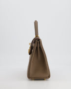 *RARE* Hermès Kelly 25cm Retourne Bag in Etoupe Togo Leather with Gold Hardware