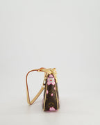 *NEW* Louis Vuitton X Takashi Murakami Brown Pochette Accessories Bag with Cherry Blossom Motifs in Coated Canvas & Calfskin Leather with Gold Hardware