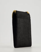 Stella McCartney Black Vegan Leather Falabella Cross-Body Phone Pouch with Gold Chain Detail