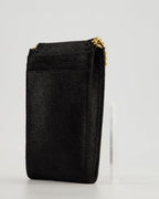 Stella McCartney Black Vegan Leather Falabella Cross-Body Phone Pouch with Gold Chain Detail