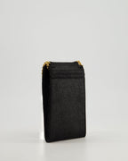 Stella McCartney Black Vegan Leather Falabella Cross-Body Phone Pouch with Gold Chain Detail