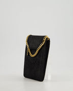 Stella McCartney Black Vegan Leather Falabella Cross-Body Phone Pouch with Gold Chain Detail