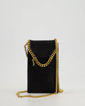 Stella McCartney Black Vegan Leather Falabella Cross-Body Phone Pouch with Gold Chain Detail