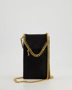 Stella McCartney Black Vegan Leather Falabella Cross-Body Phone Pouch with Gold Chain Detail