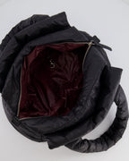 Chanel Black Coco Cocoon Bag in Nylon and Silver Hardware with Leather CC Details