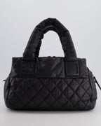 Chanel Black Coco Cocoon Bag in Nylon and Silver Hardware with Leather CC Details