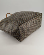 Goyard Saint Louis GM Black Shoulder Tote Bag in Goyardine Canvas and Brown Chevroches Calfskin Leather