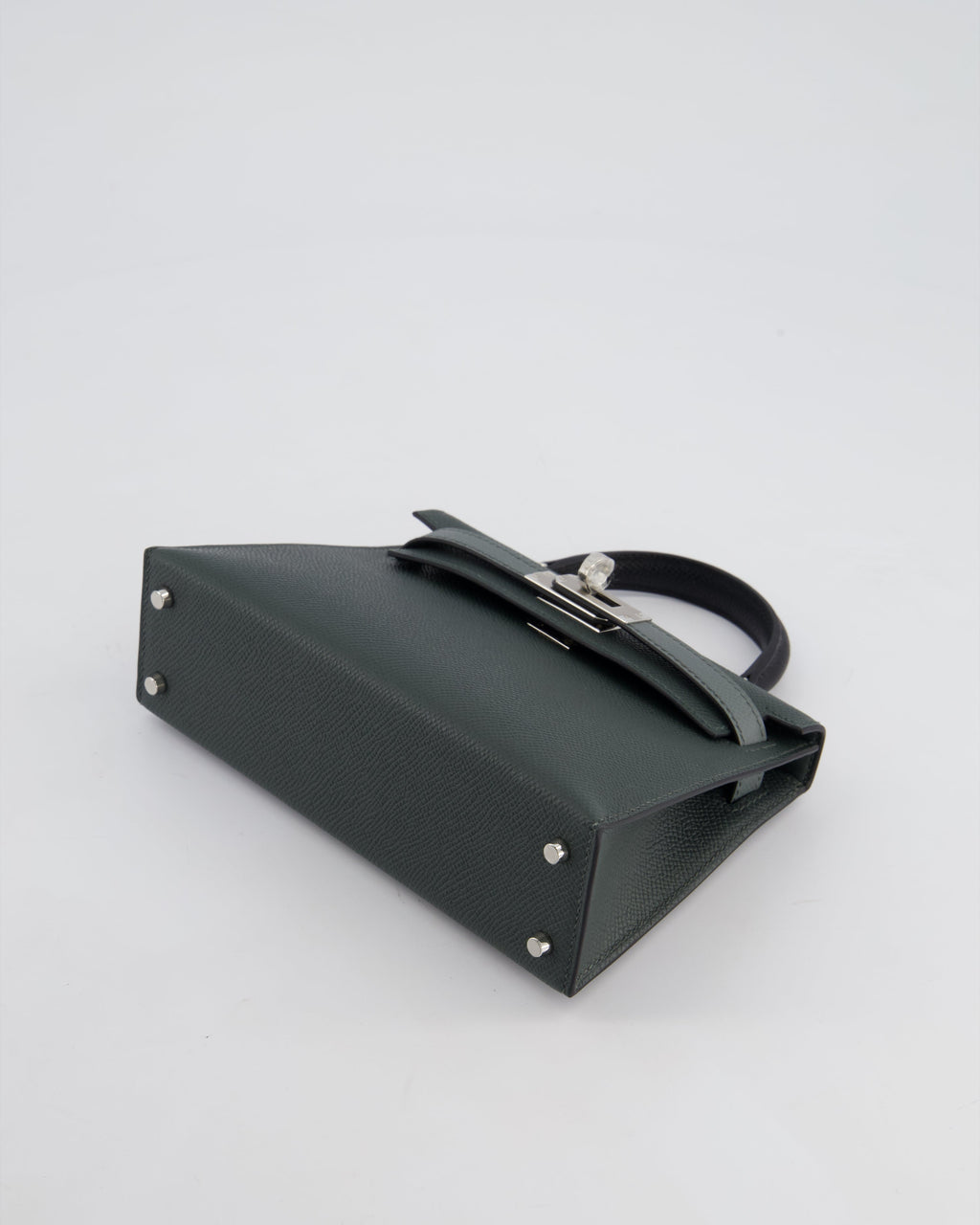 *NEW COLOUR* Hermès Mini Kelly II Tricolour 20cm Bag In Vert Mangrove, Vert Amande and Noir Epsom Leather with Palladium Hardware