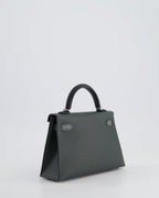 *NEW COLOUR* Hermès Mini Kelly II Tricolour 20cm Bag In Vert Mangrove, Vert Amande and Noir Epsom Leather with Palladium Hardware
