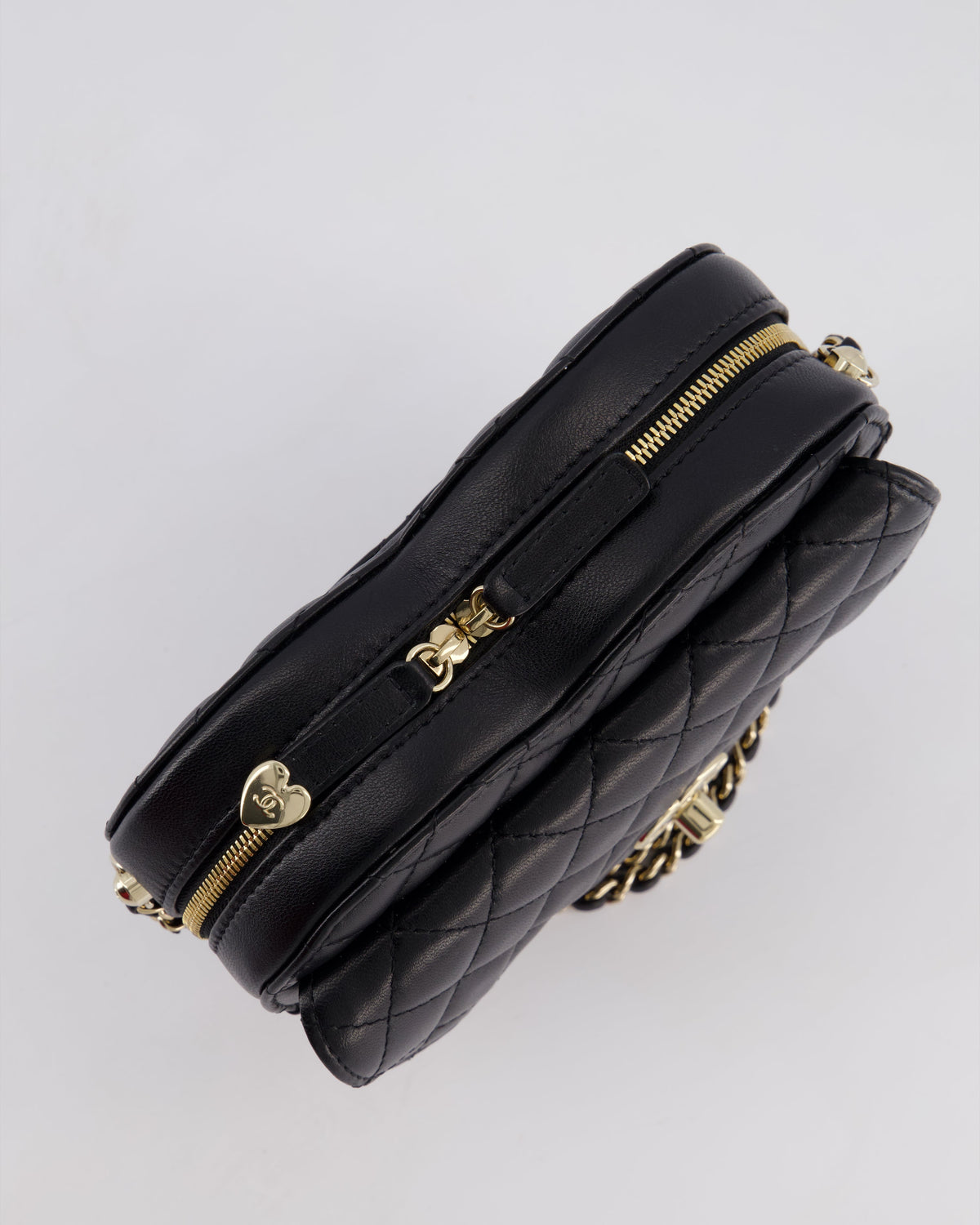 Chanel Black Medium Heart Bag in Lambskin Leather with Champagne Gold Hardware