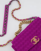 Chanel Magenta Tweed Medium 19 Bag with Mixed Hardware