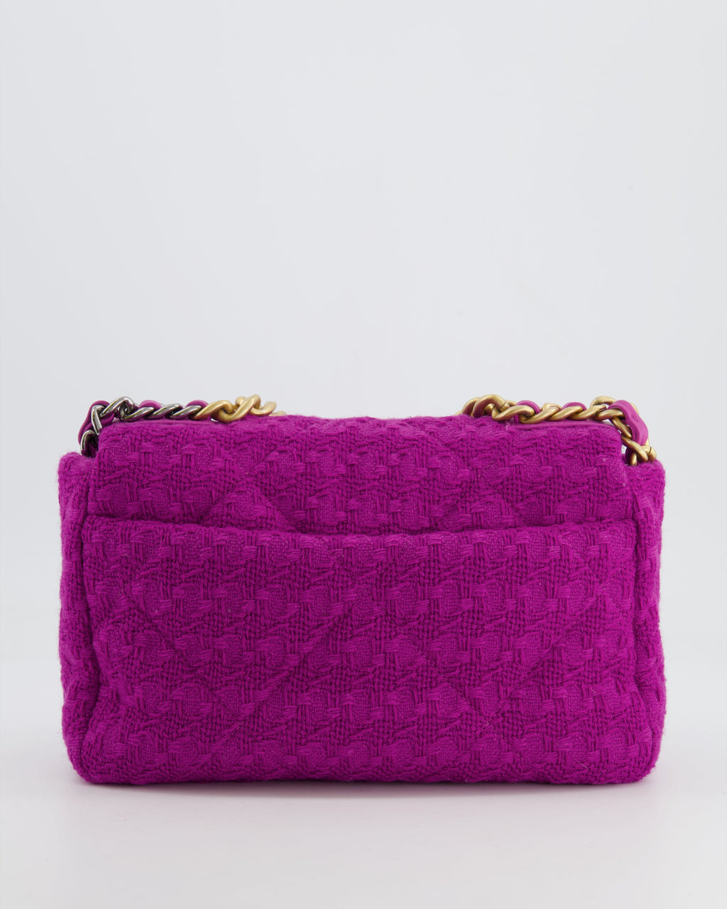Chanel Magenta Tweed Medium 19 Bag with Mixed Hardware