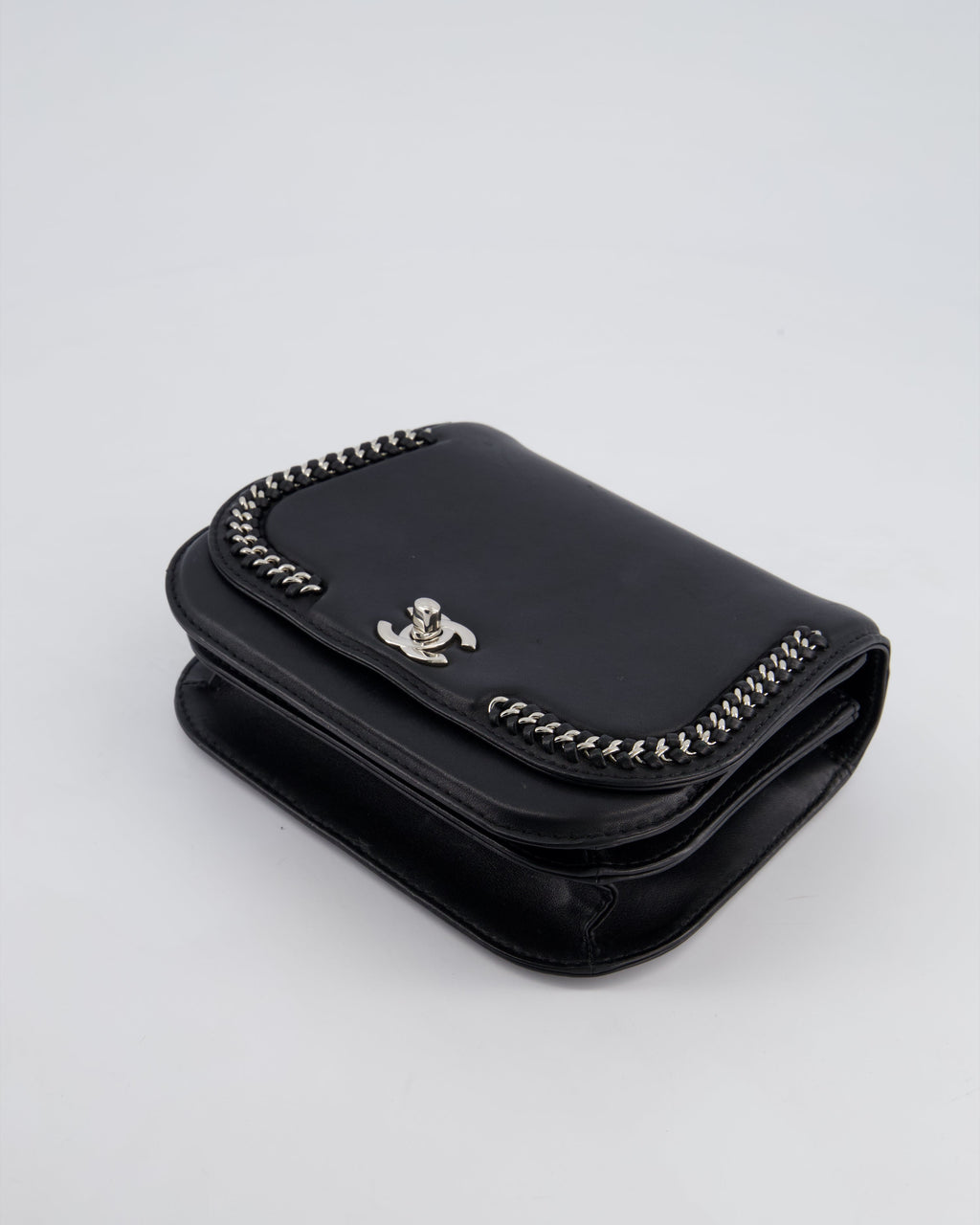 Chanel Braided Chic Flap Bag in Black Lambskin Leather with Silver Hardware