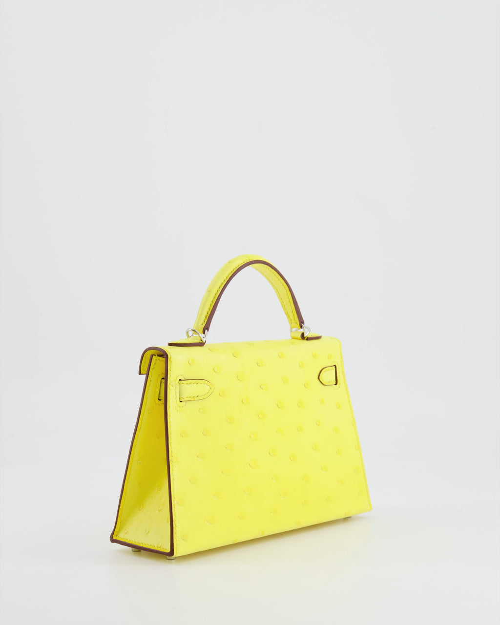 Hermès Mini Kelly II 20cm Bag in Jaune Citron Ostrich Leather with Palladium Hardware