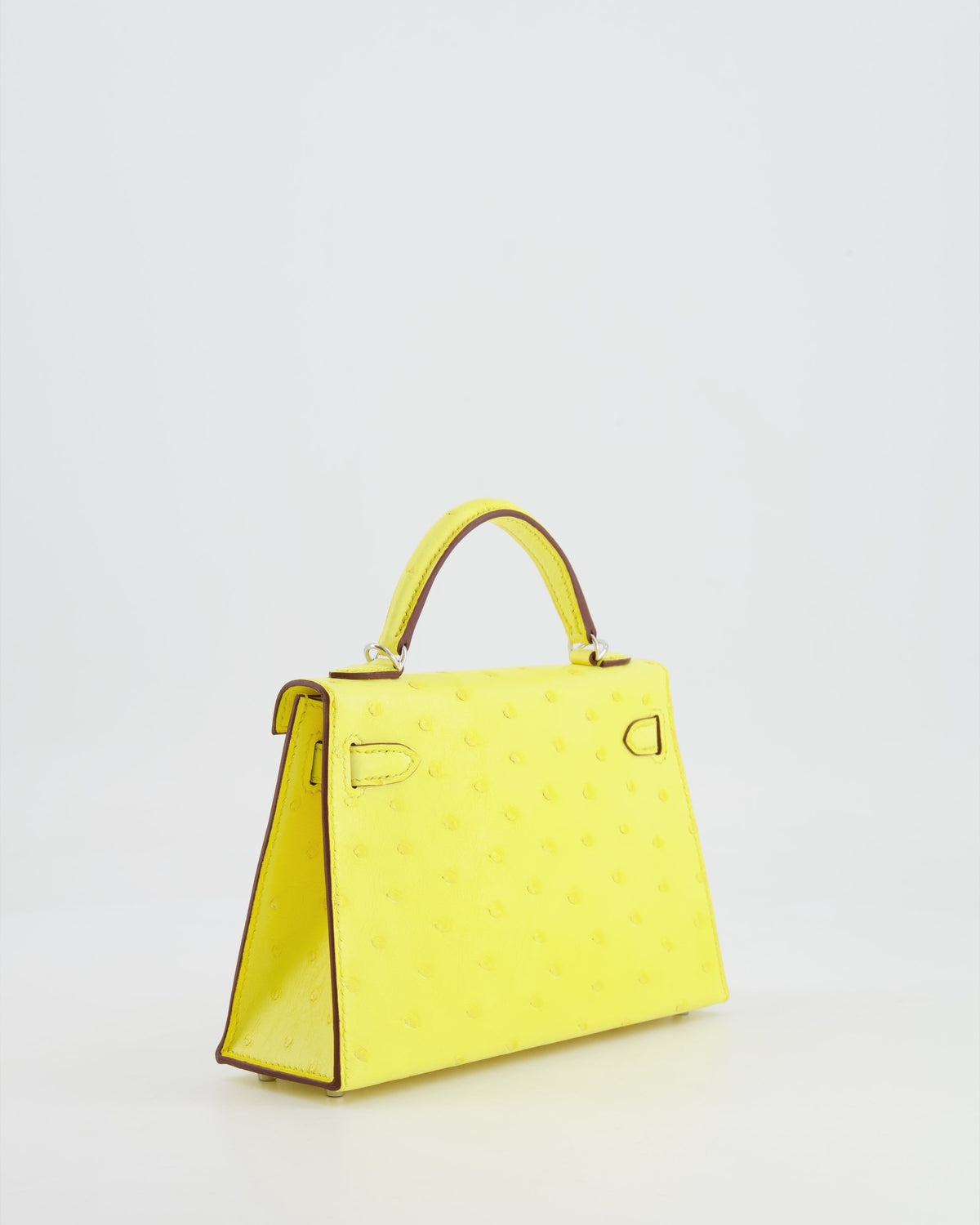 Hermès Mini Kelly II 20cm Bag in Jaune Citron Ostrich Leather with Palladium Hardware