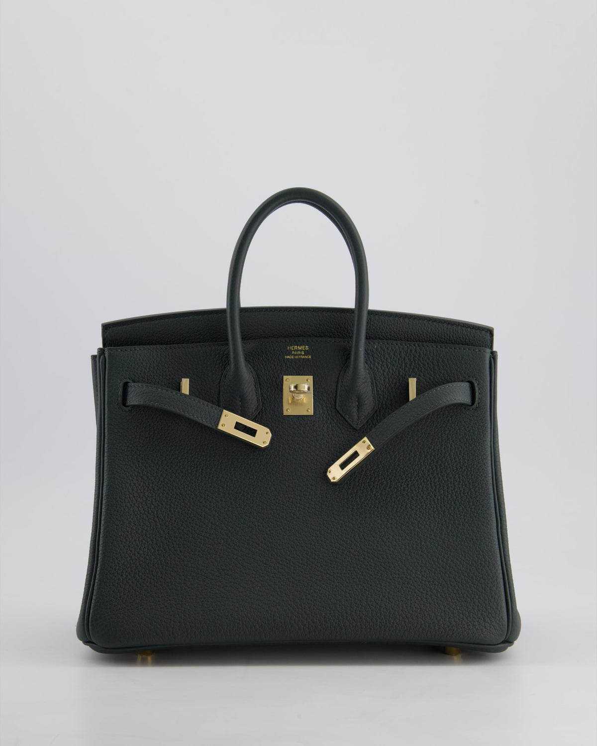 Hermès Birkin 25cm Retourne Bag in Vert Mangrove Togo Leather with Permabrass Hardware