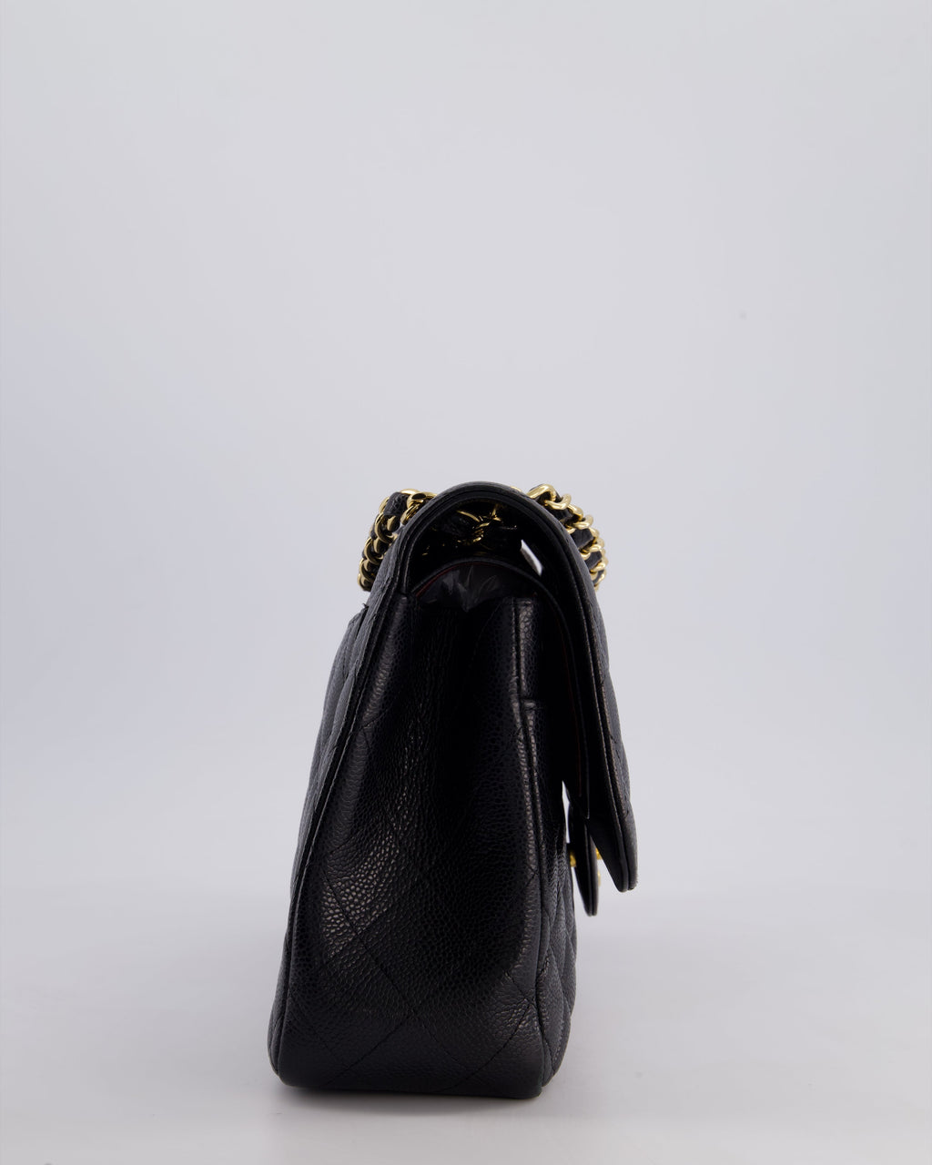 Chanel Black Jumbo Classic Double Flap Bag in Caviar Leather with Gold Hardware