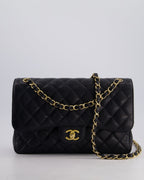 Chanel Black Jumbo Classic Double Flap Bag in Caviar Leather with Gold Hardware