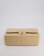 Chanel Beige Jumbo Classic Double Flap Bag in Caviar Leather with Gold Hardware