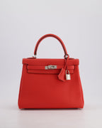 Hermès Kelly Bag 25cm Retourne in Rouge Vif Leather with Palladium Hardware