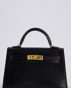 *HOT* Hermès Mini Kelly II 20cm Bag In Black Chèvre Chamkila Leather with Gold Hardware